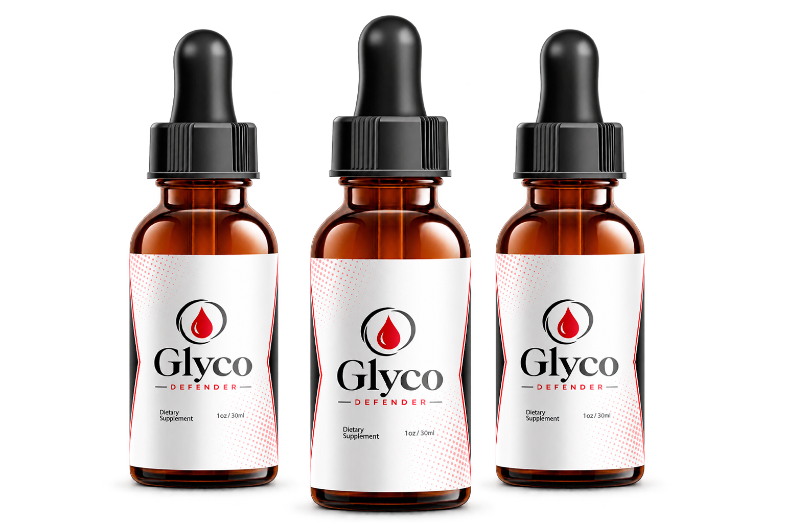 Three bottles of Glyco Defender Drops dietary supplement